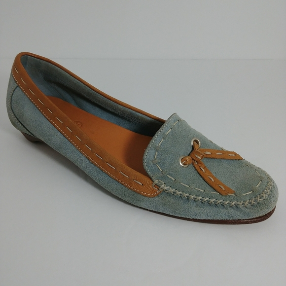 Cole Haan Blue Suede Shoes Slip On Tassle - Picture 2 of 6